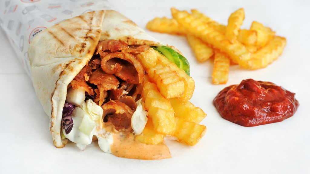 Kebab with french fries and cheese L